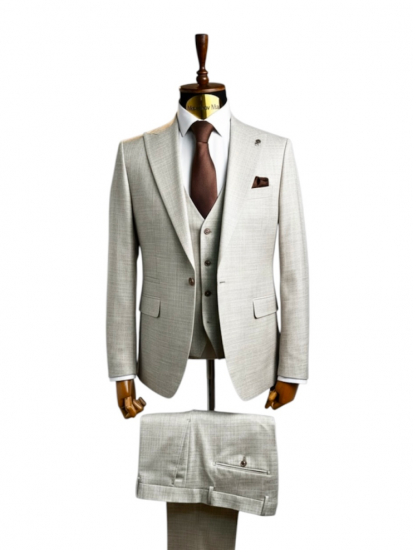Костюм MAZALTOVMAN 3-ка премиум Бежевый в микроклетку