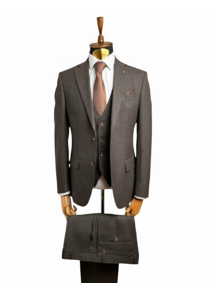 Костюм MAZALTOVMAN 3-ка премиум Коричневый в полоску