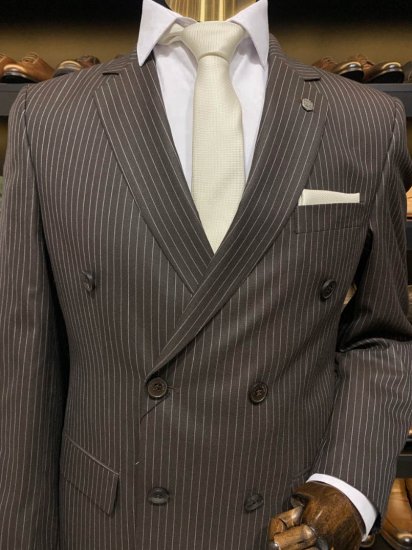 Костюм MAZALTOVMAN 2-ка Коричневый в полоску двубортный