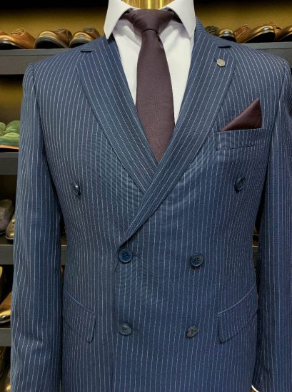 Костюм MAZALTOVMAN 2-ка Синий в полоску двубортный