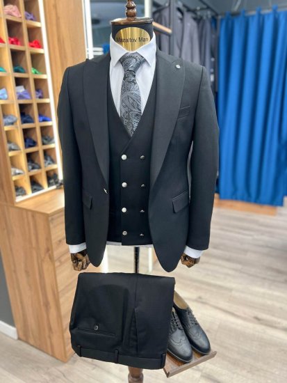 Костюм MAZALTOVMAN 3-ка премиум Черный фактурный