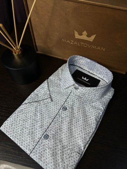 Рубашка GRS Белая в крапинку с коротким рукавом