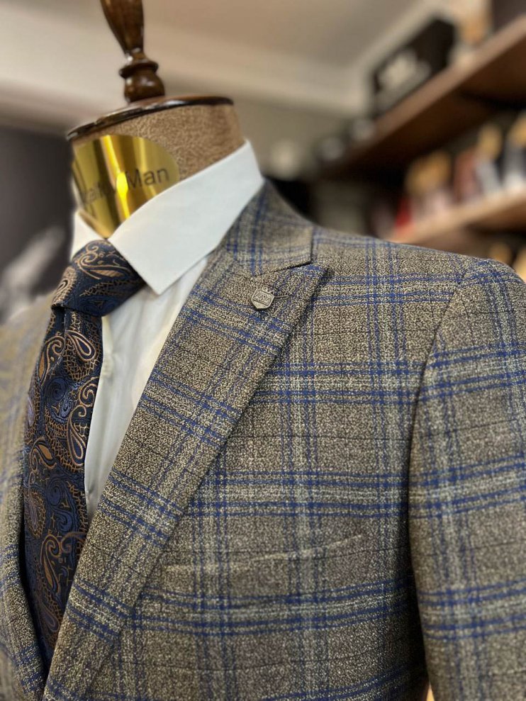 Костюм МИР 3-ка Коричневый в клетку