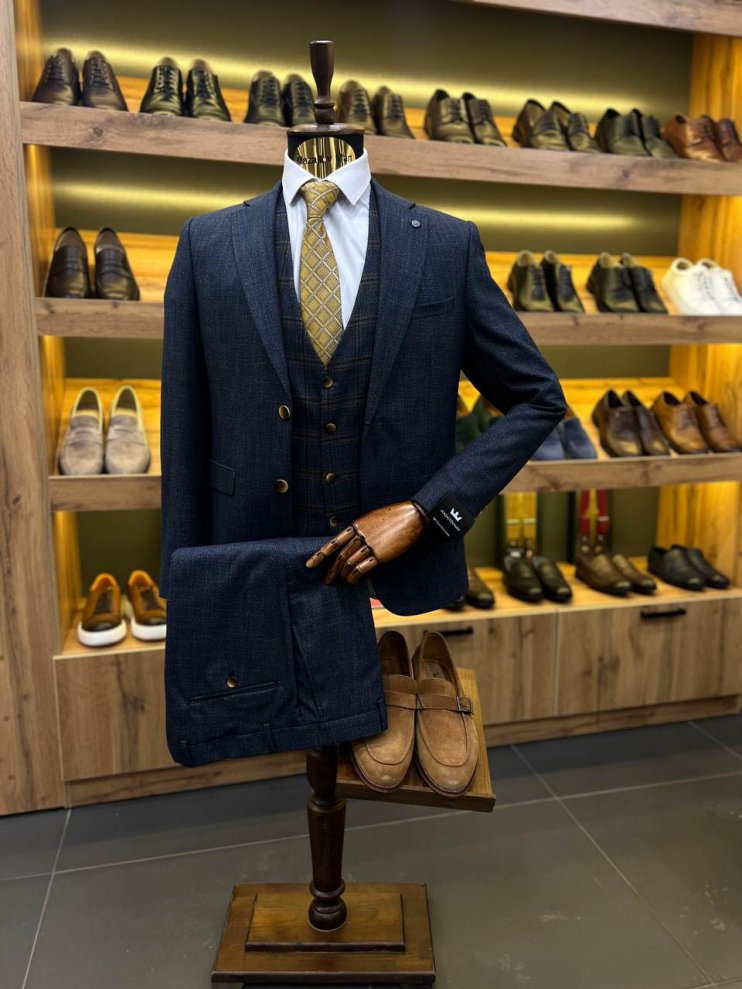 Костюм MAZALTOVMAN 3-ка премиум Синий фактурный комбинированный