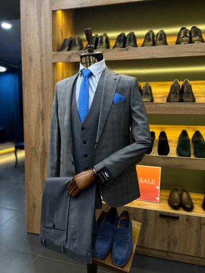 Костюм MAZALTOVMAN 3-ка премиум Серый в клетку